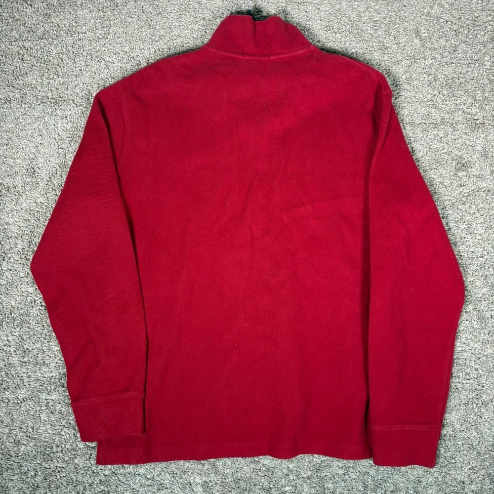 Polo Ralph Lauren Mens Red 100% Cotton Quarter Zip Pullover Sweater Large